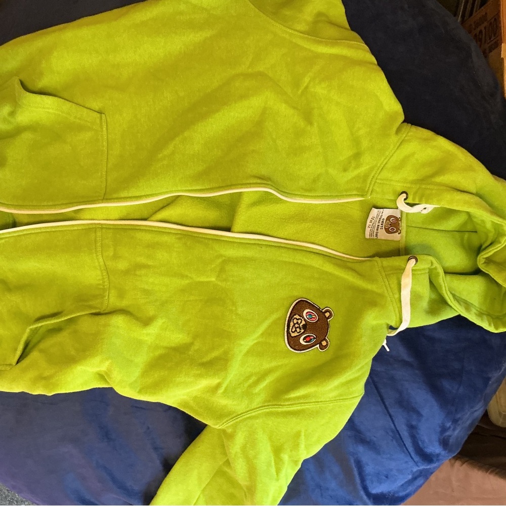 Vibrant Lime Green Sweat pants snd Hoodie with OWNYC Bear Patch